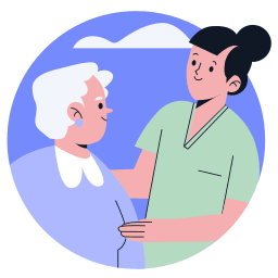 un senior avec une aide à domicile