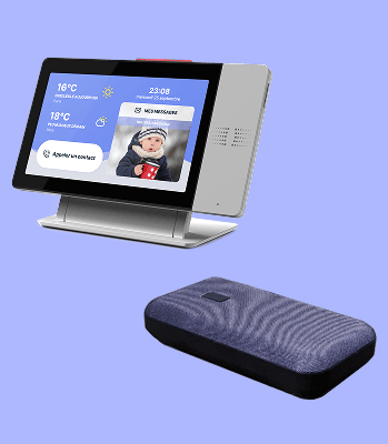 tablette tactile et boitier transmetteur support de l'alerte vocale
